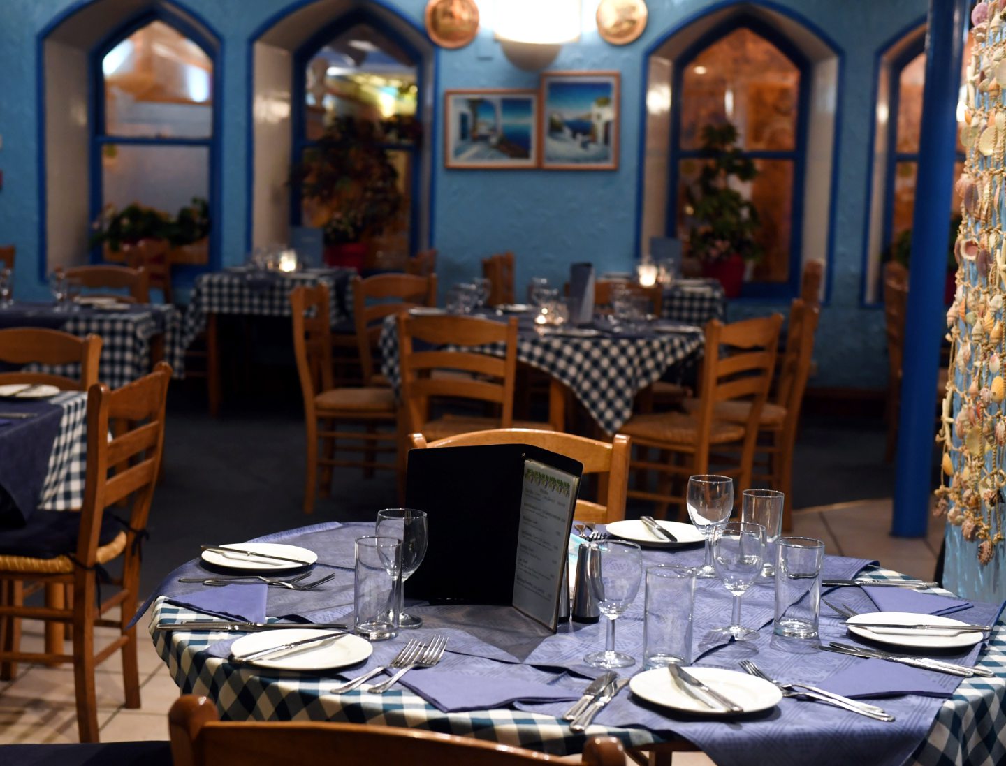 Table set for diners to eat in Christos Greek Taverna