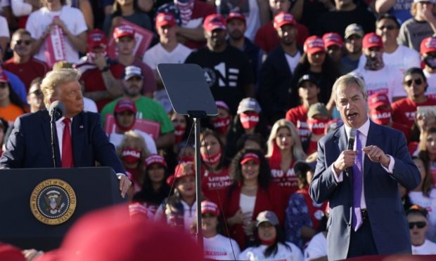 Nigel Farage alongside President Trump at a rally in Arizona