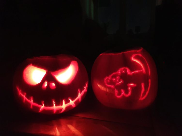 Jack Skeleton and Simba pumpkin carvings. Supplied by Jessica Murphy