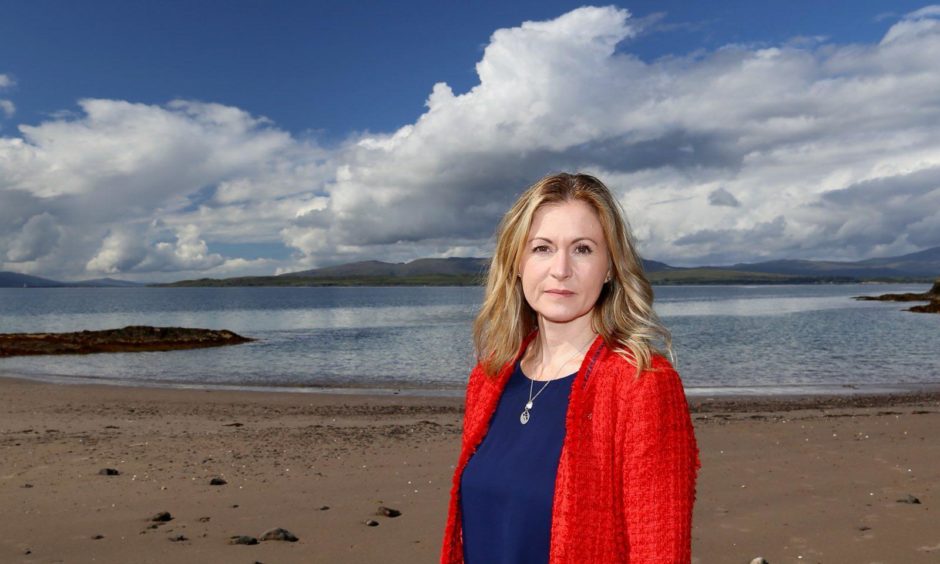 Oban SNP Councillor Julie McKenzie picture on Oban beach front.