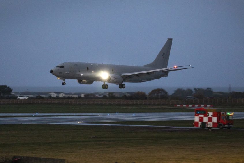 Spirit of Reykjavik Poseidon lands at Lossiemouth.