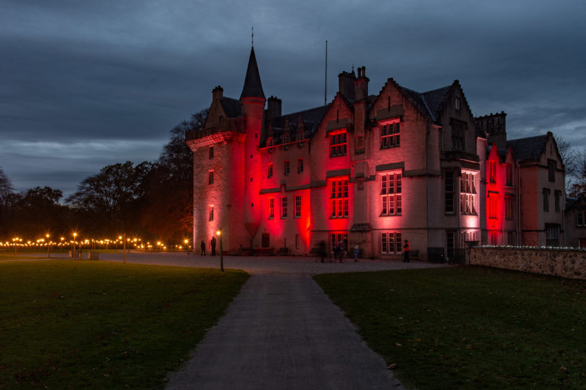 Brodie Castle is lit up with a light show on the castle and grounds to generate extra income over Winter and through the covid period.