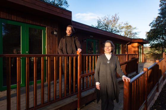 Sven Skatun and Betsy van der Lee at Marcassie Farm's new accommodation.