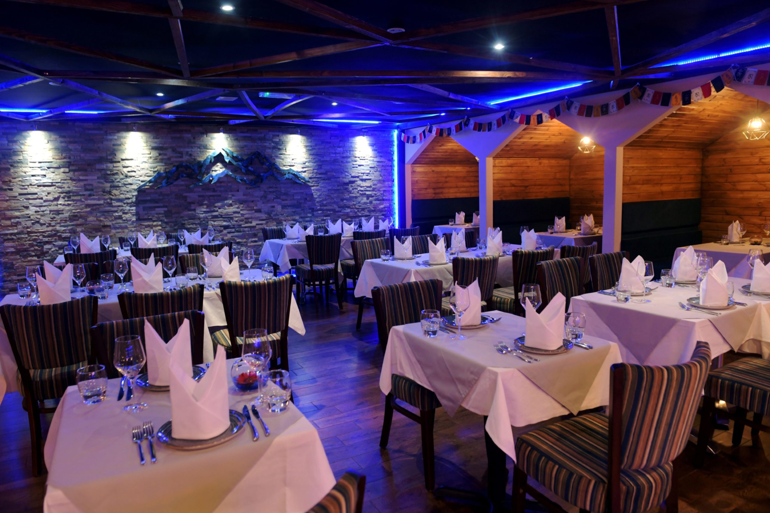 Tables set for diners in Mount Everest restaurant in Blackburn