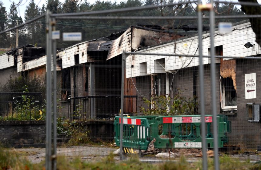 Morning after the fire at the old Bucksburn Primary School off the Inverurie Road.
