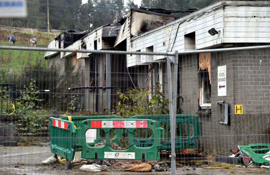 Morning after the fire at the old Bucksburn Primary School off the Inverurie Road.