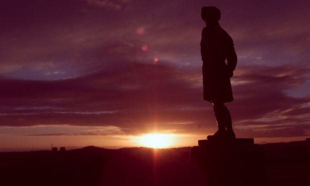 The Black Watch memorial statue at Powrie Brae on the outskirts of Dundee.