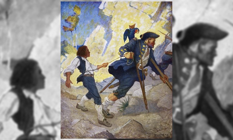 A scene from Treasure Island by Robert Louis Stevenson illustrated by NC Wyeth.