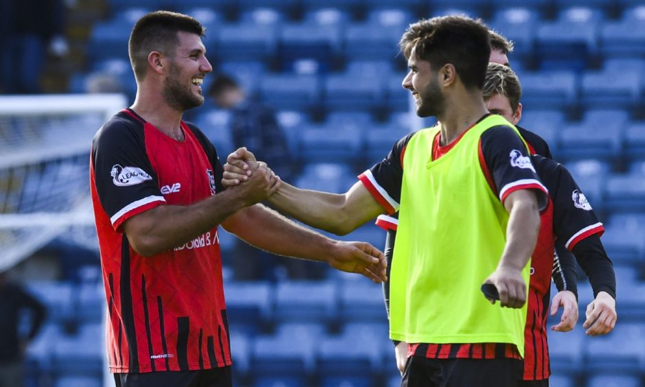 Elgin City defender Matthew Cooper, left.