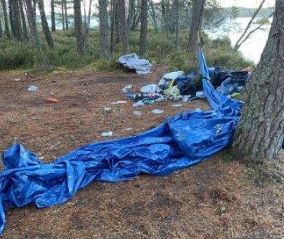 Wild campers left rubbish behind at Loch Morlich.