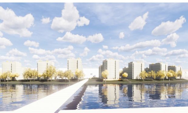 An artist’s impression of the proposed flat development on the south bank of the River Dee, Torry.