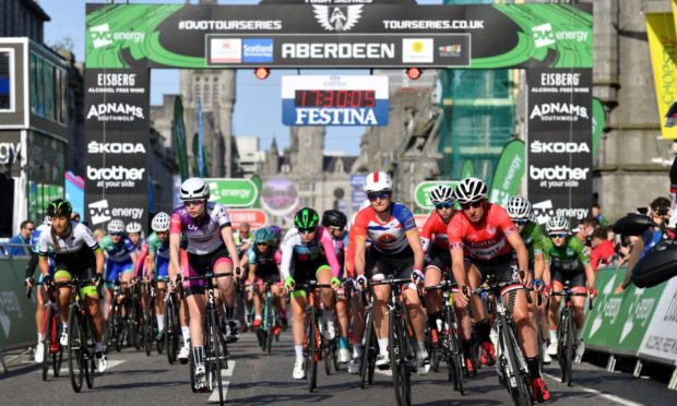 The Tour Series cycling in Union Street, Aberdeen in 2018.