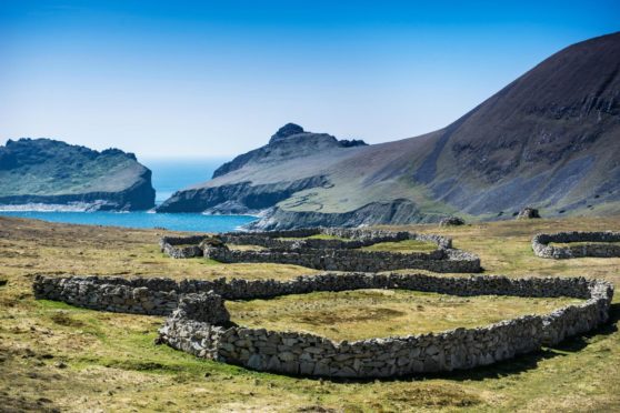 Dry stone walled growing areas on the now abandoned island of Hirta, St Kilda,  Photo by Shutterstock