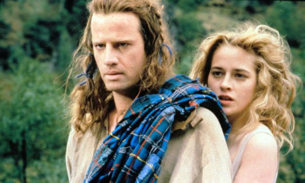 Accent on action... Christopher Lambert and Beatie Edney in a scene from Highlander.