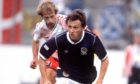 Paul Sturrock in action for Scotland against Denmark at the 1986 World Cup.
