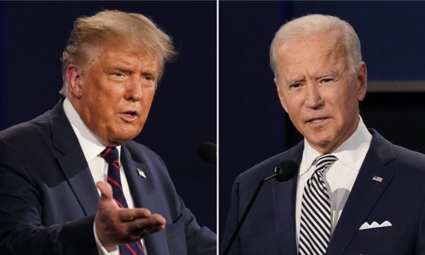 Stars and stripes and Scotch: US President Donald Trump, left, and President-elect Joe Biden.