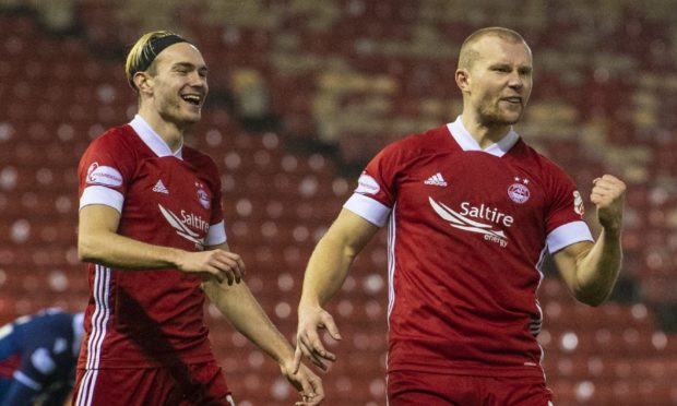 Dons striker Curtis Main after scoring against Ross County.