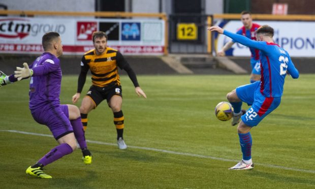 Inverness' Brad McKay makes it 1-0 during the Scottish Championship match against Alloa last weekend.