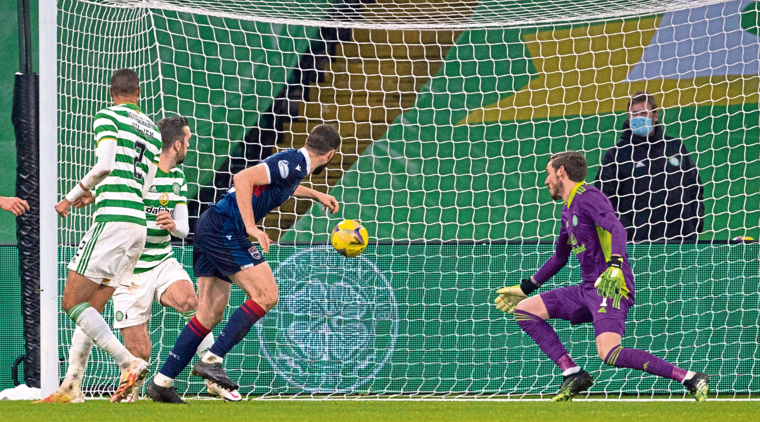 Alex Iacovitti puts Ross County 2-0 up against Celtic.
