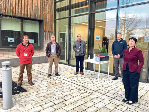 Petitioners Simon Redden, Peter Thorold and John Bratley, with AHDB’s Rob Clayton and Rebecca Geraghty.