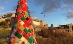 The crochet Christmas tree in Castlebay., Barra.