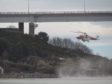 A helicopter at the scene near Kessock Bridge.