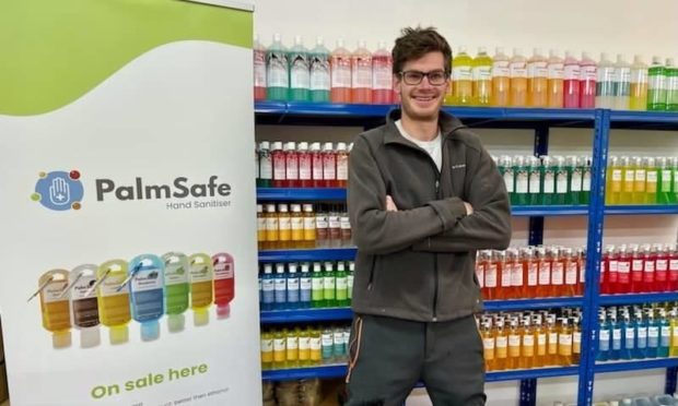 Former oil worker, Marko Steiger, has set up his own hand sanitiser company during lockdown and has since sold thousands of bottles. He now hopes to be able to offer job opportunities to the city's young people. Picture supplied by Palm Safe.