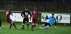 Michael Selfridge, left, nets Keith's opener against Huntly