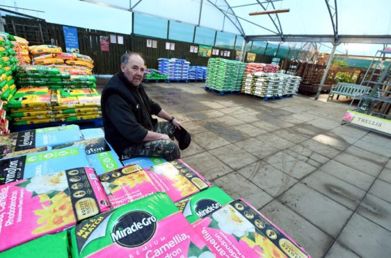 Gordon Henderson of  Foxlane Garden Centre in the space where his stock once sat.