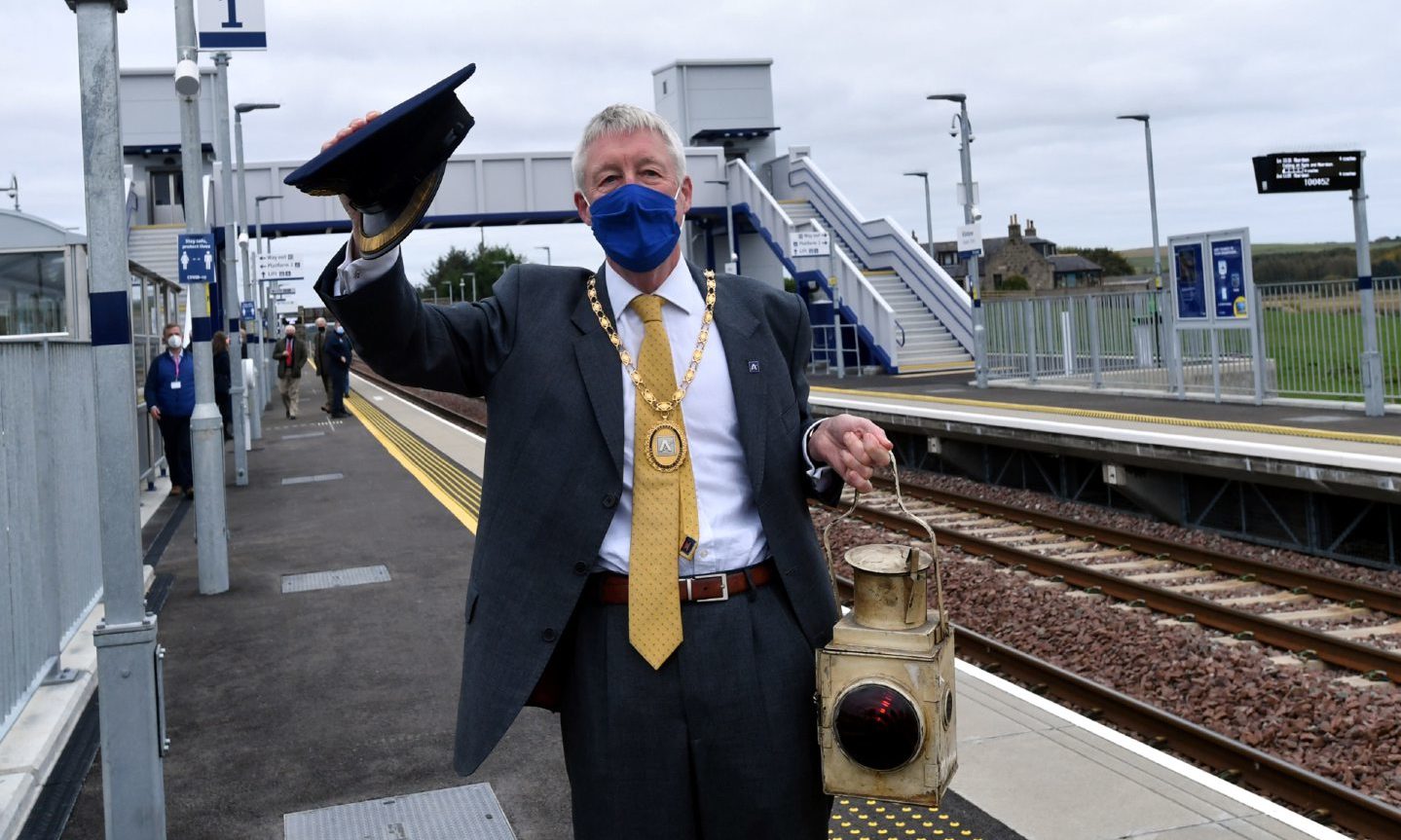 Aberdeenshire Provost Bill Howatson is pictured at Kintore station, which has contributed to the increase in Aberdeen train passenger numbers.