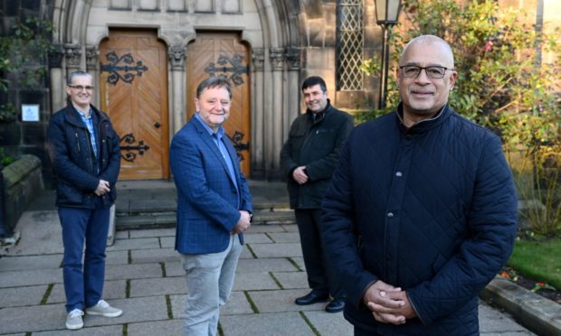 Faith on the rise? Church ministers from across the presbytery of Aberdeen & Shetland have reported a surge in interest from people seeking meaning amid the most turbulent year since the Second World War. Pictured are, from left, Ian Aitken (Stocket Hill Church), Manson Merchant (Dyce Parish Church), Robert Smith (Rubislaw Parish Church) and Duncan Eddie (Holburn West Church) at Rubislaw Parish Church.