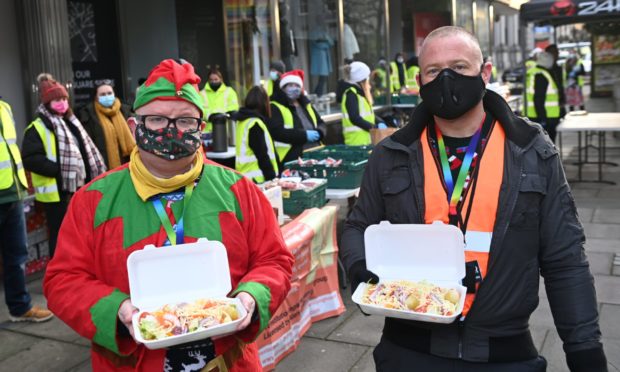 Street Friends Helping the Homeless served food on Christmas day.