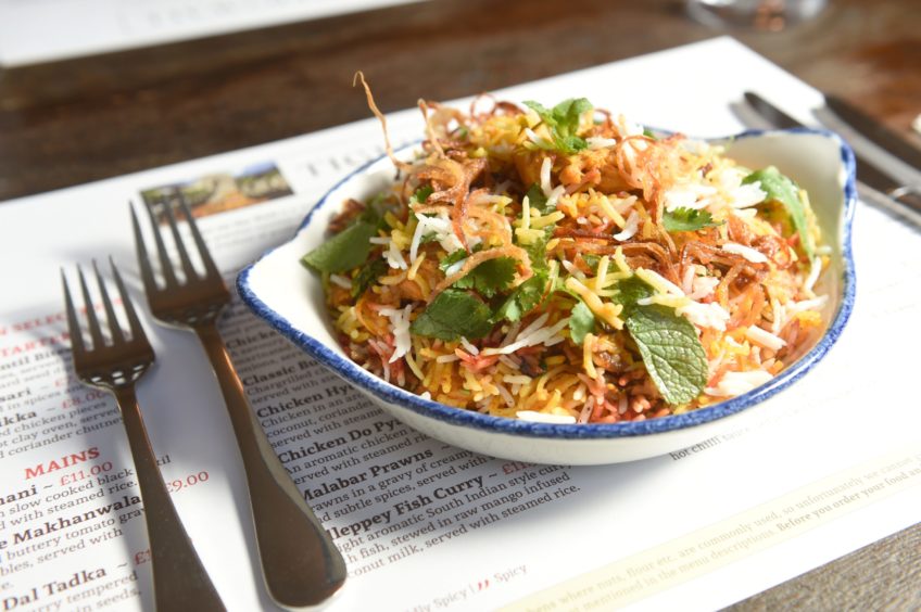 Tiger on The Wall's chicken biryani, which will be available Bonfire Night in Inverness
