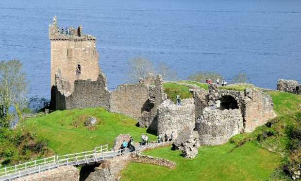 Urquhart Castle on the shore of Loch Ness, which was criticised in a tourist review for not hosting regattas.