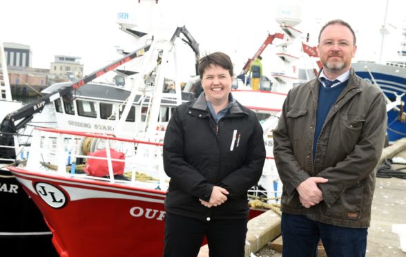 David Duguid and Ruth Davidson visit the fish market, Peterhead harbour, Peterhead. Picture by Jim Irvine  10-5-17