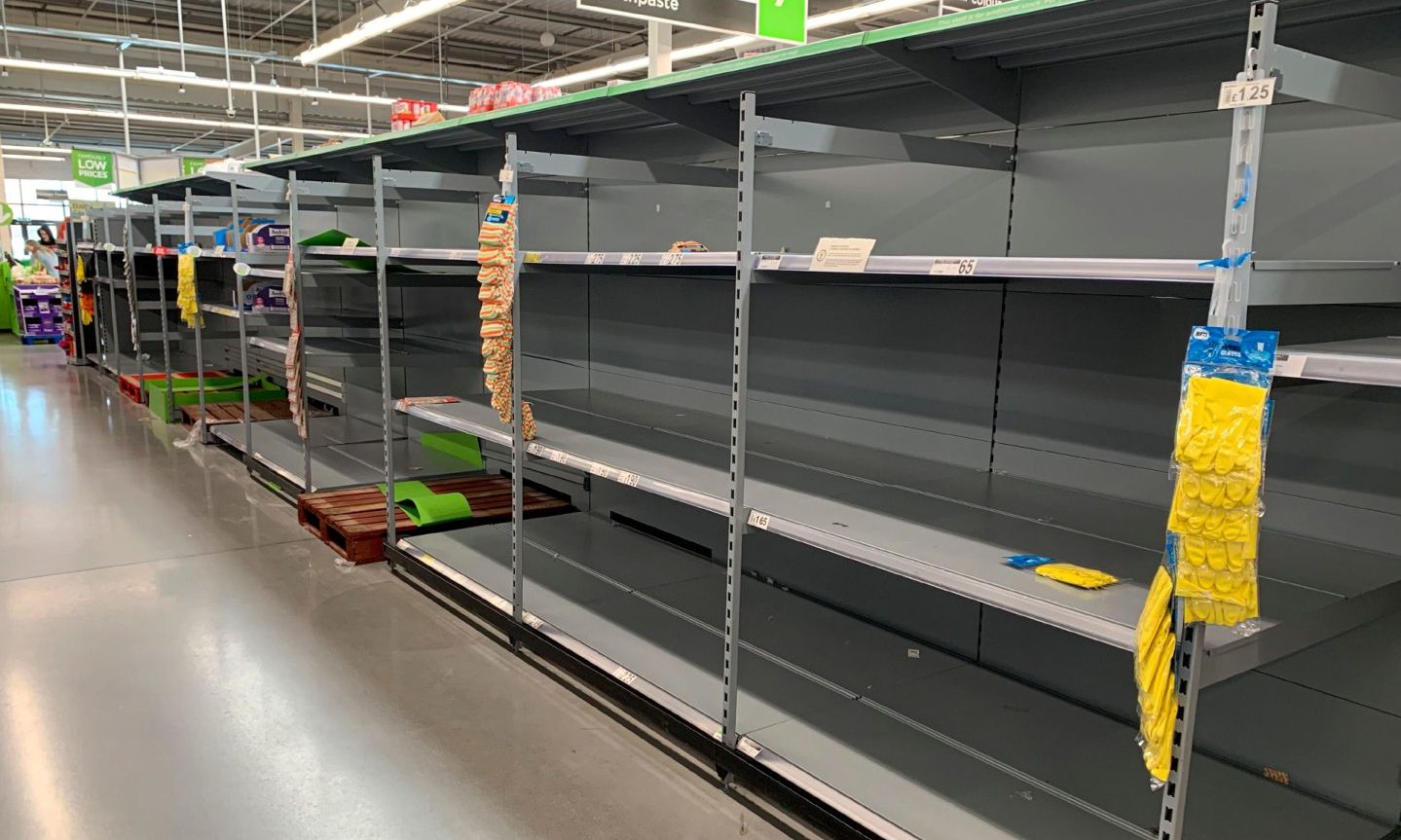 Empty shelves in an Asda store in Chorley.