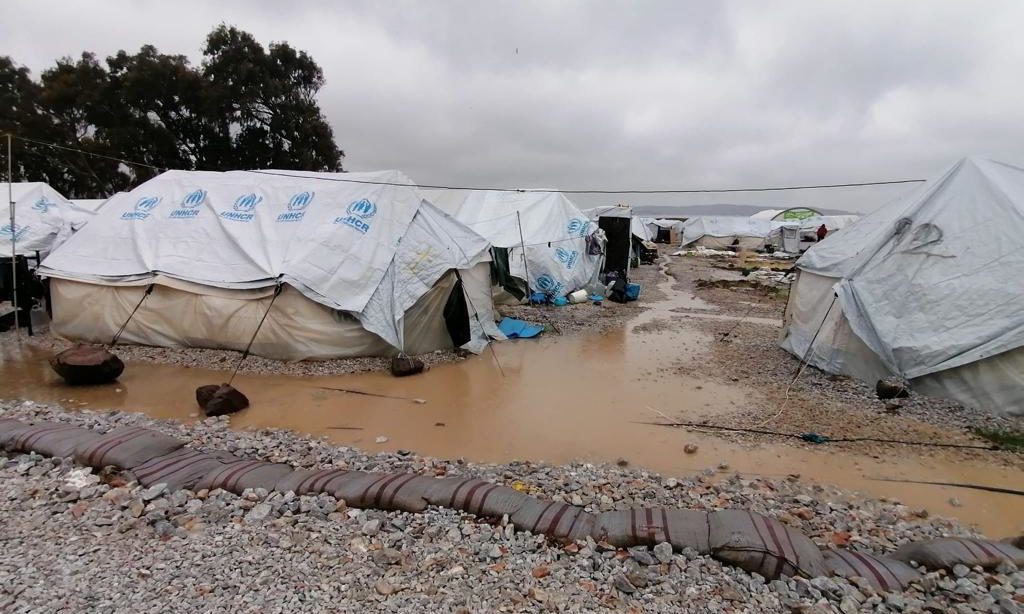 Refugees and asylum seekers on Lesvos have been regularly flooded with dirty water.