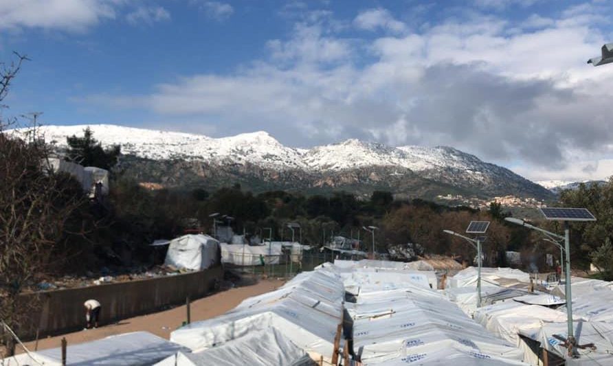 The temperatures are so low on some Aegean islands that snow has been falling on mountaintops.