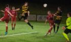 Mark Nicolson makes it 2-1 Brora during the Scottish Cup first round match between Camelon Juniors and Brora Rangers.