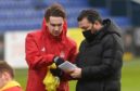 Aberdeen's Scott Wright (left) and manager Derek McInnes.