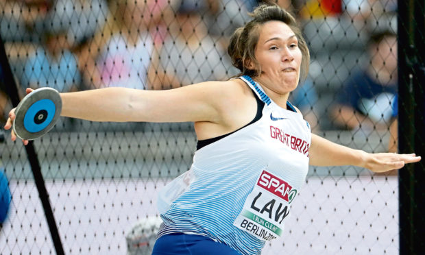 Highland athlete Kirsty Law competes in the women's discus throw qualification at the 2018 European Championships.