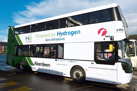 First Aberdeen's hydrogen double-decker bus.
Picture by Kenny Elrick