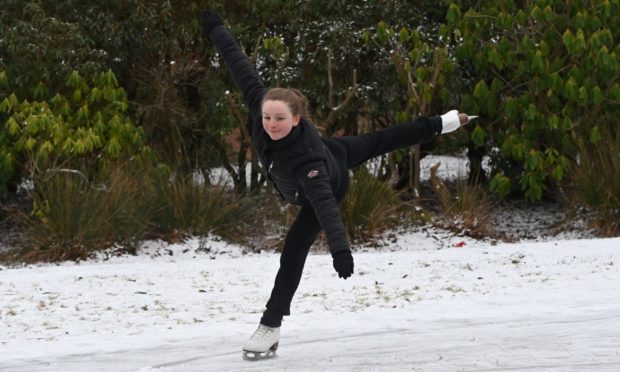 Figure skater Holly Noble on the ice at Hazlehead Park. Picture by Kenny Elrick
