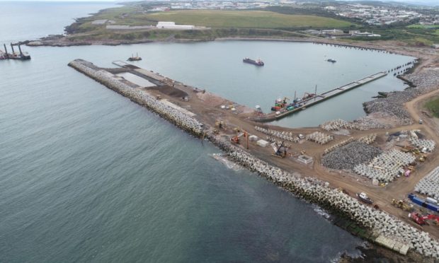 Councillors could commit nearly £10m to building transport links to the new Aberdeen South harbour, pictured in September.