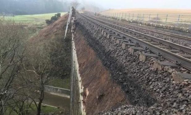 The side wall of the bridge gave way.