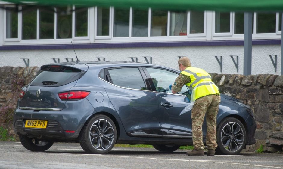 The Army helped at test centres across the UK, including in Pitlochry (pictured)