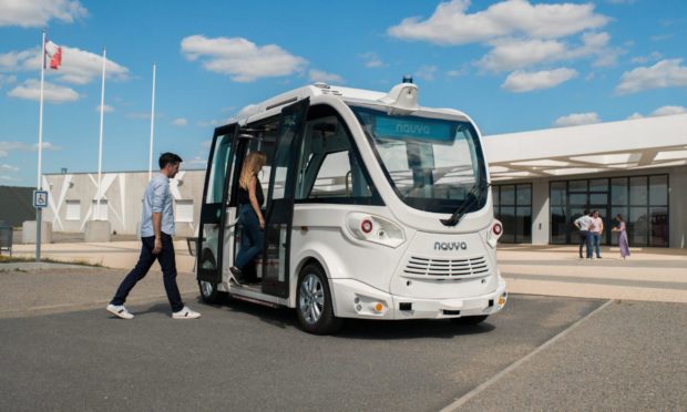 A driverless bus similar to one to be used in an Inverness pilot