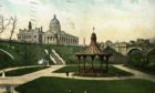 Union Terrace Garden as it was in the late 19th century, in a coloured postcard of the time.
