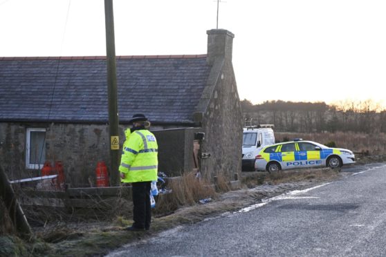 Police at the site near East Mains of Pitfour, Mintlaw. Picture by Paul Glendell