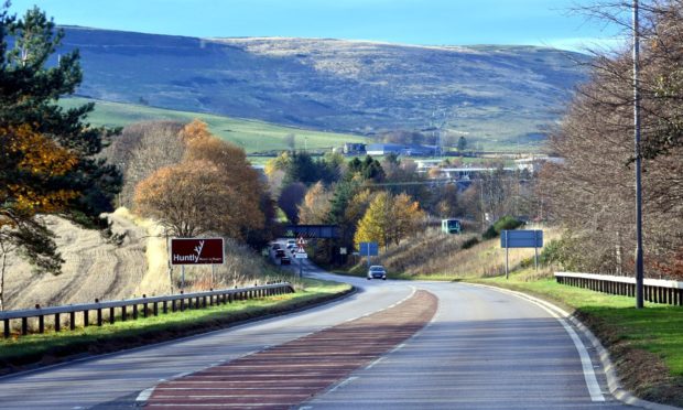 The A96 approaching Huntly.
